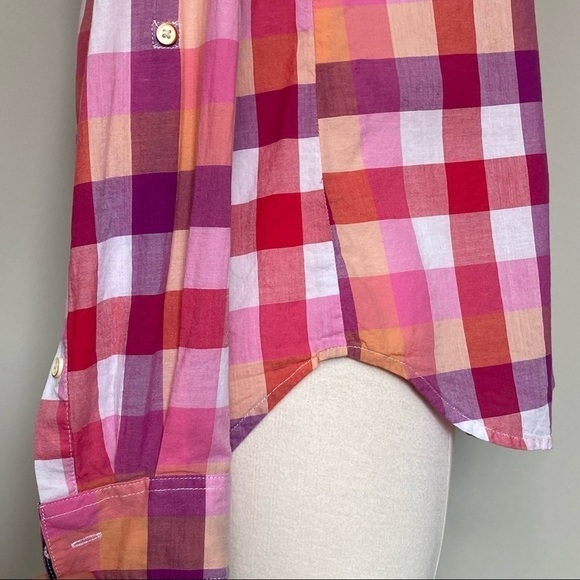 Isabella Sinclair Hibiscus Tea Pink Plaid Mixed Media Atlay Buttondown Shirt, XS - Picture 6 of 15